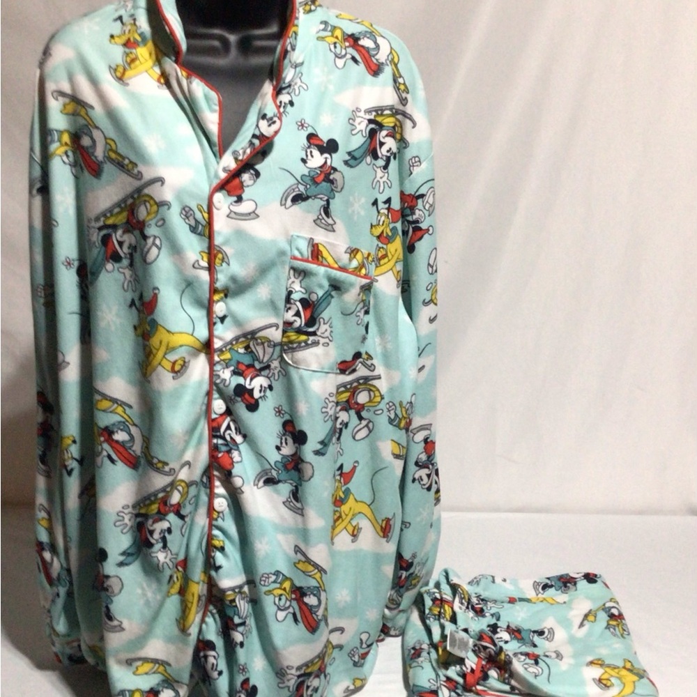 Disney 100 Retro Reimagined Mickey & Friends Blue Flannel Pajamas XXL